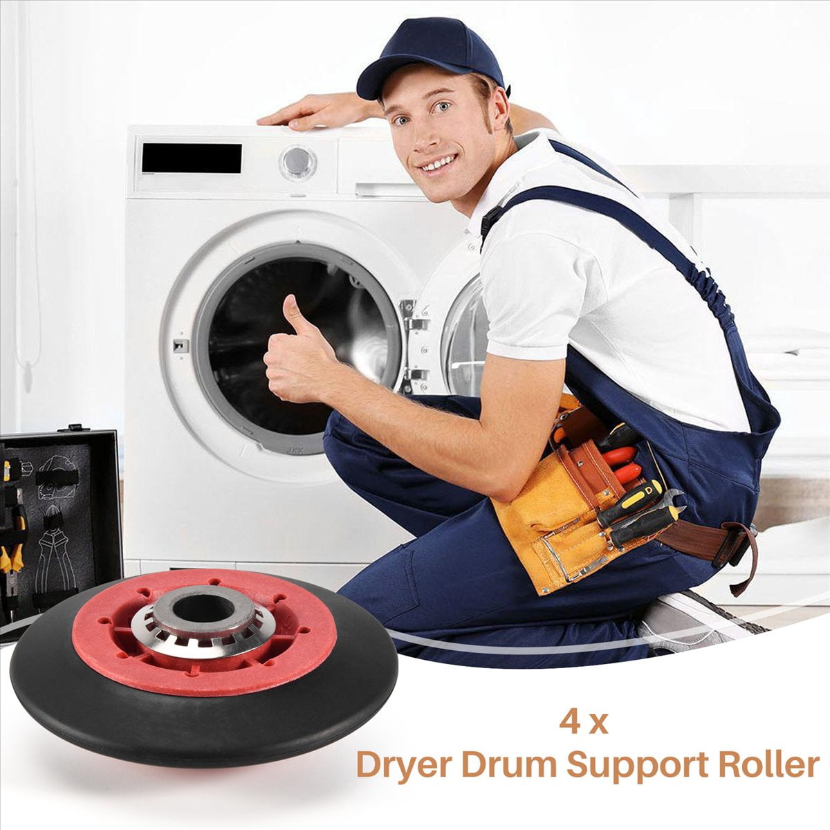 4PCS 8536974 Dryer Drum Roller Fit for , - Replaces 8536974, 8536973, W10314171, WPW10314173, PS11752609