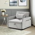thumbnail image 2 of Muumblus Convertible 3-in-1 Sleeper Chair Bed with USB/Type-C Charging Ports, Compact Single Sofa, Gray Velvet, 2 of 9