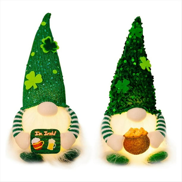 San. Gnomo del Día de San Patricio: Elfo de Peluche, Gnomo Irlandés, Muñeco Sin Rostro Verde, Tomte Escandinavo para Decoraciones del Día de San Patricio