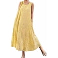thumbnail image 2 of sicmoss Women's Yellow Boho Plaid Sleeveless U-Neck Maxi Dress for Women Casual Loose Fit Cotton Linen Long Sundress Side Pockets Flowy A-Lin, 2 of 5
