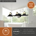 thumbnail image 5 of Akron 3 Light Matte Black with Gold Brass Accents Industrial Bathroom Vanity Wall Fixture - Metal Shades, 5 of 12