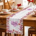 thumbnail image 5 of Mother's Day Table Runner 90 Inches, Spring Floral Purple Love Heart Wood Grain Bed Runner Dresser Scarves Tabletop for Indoor Outdoor Parties/Ceremony/Banquet, 13" x 90", 5 of 9