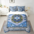thumbnail image 2 of Manfei Vintage Boho Aztec 7pcs Bedding Comforter Set,bohemian Exotic Style Queen Bedding Sets,Wgray Blue Queen Sheet Sets For Boys Kids,Luxury Bedroom Decor Reversible, 2 of 8
