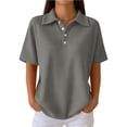 thumbnail image 3 of Nestiefly Waffle Knit Tops for Women Short Sleeve Polo Shirts 2026 Summer Blouses Dressy Casual Spring Fashion Clothes Dark Gray XL, 3 of 7