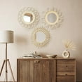 thumbnail image 3 of GnFlus 3 pcs Wall Mirrors Decor 10" Wooden Round Wall Mirrors Wall-Mounted Sunburst Mirrors Hanging Wall Art Beige Home Decorations Accents, 3 of 6