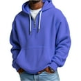 thumbnail image 2 of Qwertyu Mens Hoodies Waffle Knit Half-Zip Drawstring Hooded Sweatshirts Loose Fit Long Sleeve Solid Color Oversized Streetwear Royal Blue 3XL, 2 of 4
