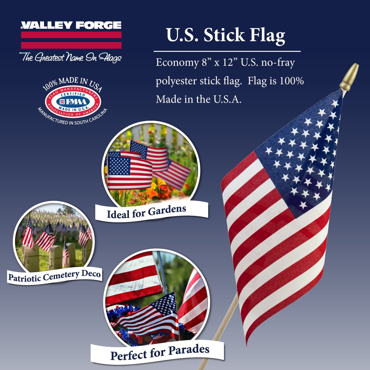 A250 3'x5' Durable Polycotton American Flag with Grommets