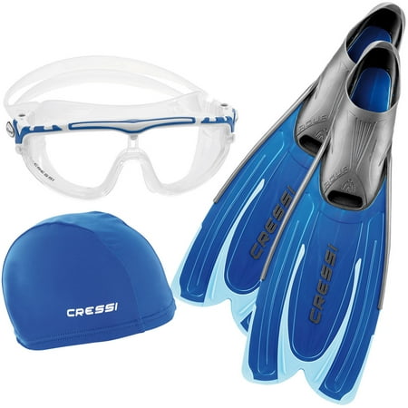 UPC: 0843607053136 | Cressi Cressi Agua/Skylight/Super Stretch Cap Swim Set  Blue