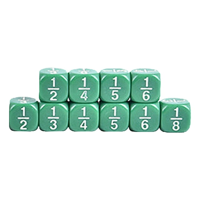 HILABEE 10Pcs Fraction Dice Educational Kids Math Toys Montessori Math Materials Green