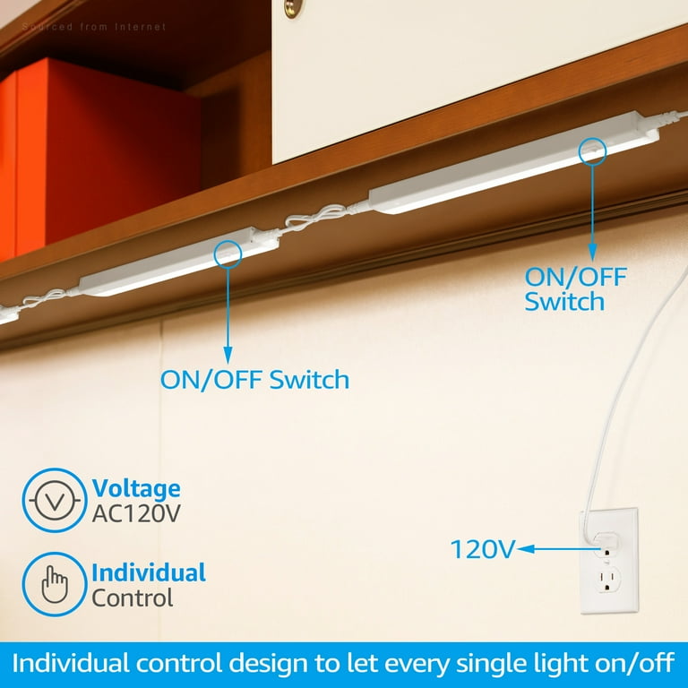 Linkable LED Under Cabinet Light Bar - Seamless Connection - 20 Inch -  Natural White