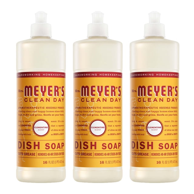 Jabón para platos Mrs. MEYER'S CLEAN DAY con aroma a clementina, 480 ml (paquete de 3)
