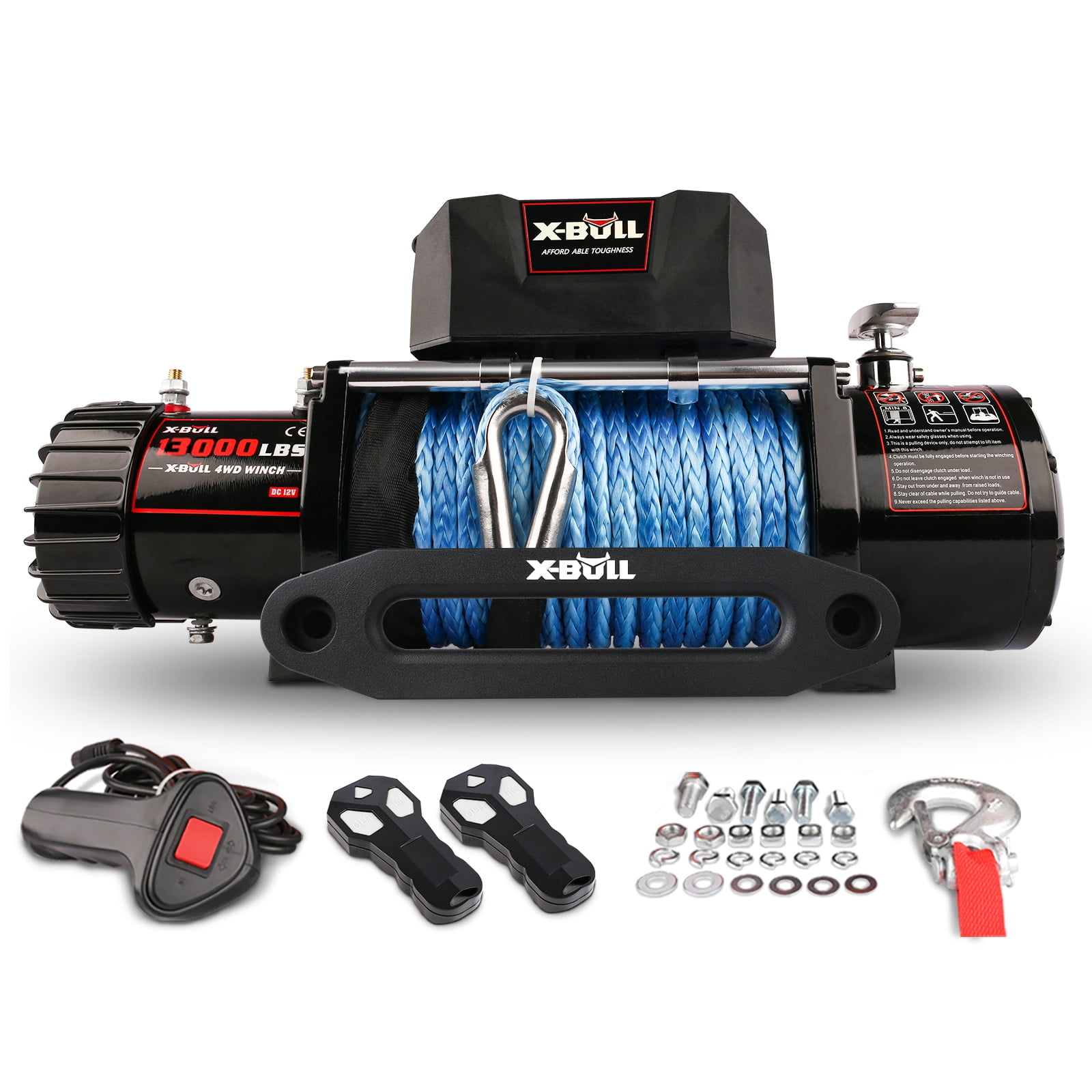 Load Capacity with Winch Cover X-BULL Synthetic Rope Winch-13000 lb 