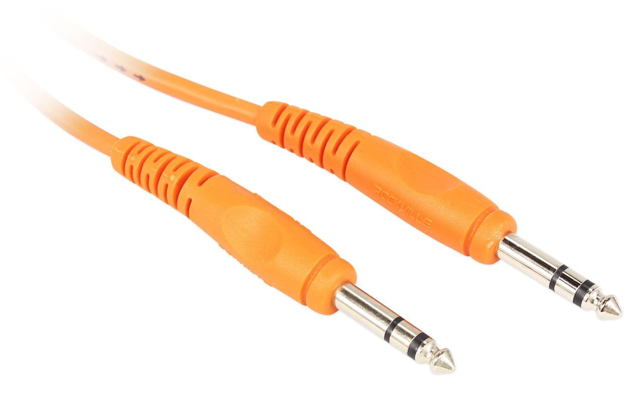 8 Rockville RCTR103O Orange 3' 1/4'' TRS to 1/4'' TRS Cable 100% Copper