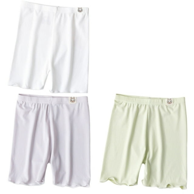 MIASHUI Shorts pour Filles sous Robe Leggings de Danse d'Été Couleur Unie Lot de 3, Violet Pâle, 7-8 Ans