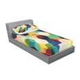 thumbnail image 3 of Vintage Bedding Set with Sheet & Covers, Rhombus Pattern Grunge Effect Hexagonal Pattern Colorful Geometric Mosaic Artwork, Printed Bedroom Decor 2 Shams, 4 Sizes, Multicolor, by Ambesonne, 3 of 3
