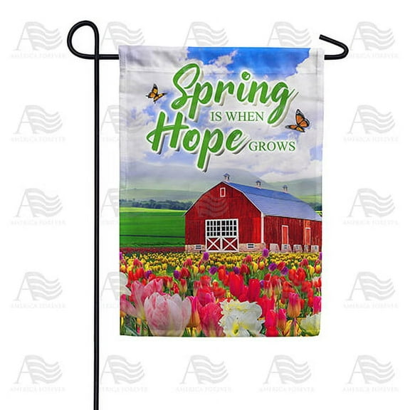 America Forever Spring Farmhouse Garden Flag 12.5 x 18 inches Double Sided Country, Summer Flowers, Butterfly - Seasonal Yard Lawn Outdoor Decorative Spring Tulip Garden Flags