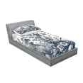 thumbnail image 2 of Ambesonne Floral Eucalyptus Fitted Sheet & Pillow Sham Set, Vintage Flowering, Twin, Slate Blue and Burgundy, 2 of 2