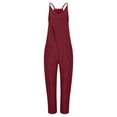 thumbnail image 3 of Women's Jumpsuits Casual Loose Sleeveless V Neck Jumpsuits Spaghetti Strap Stretchy Wide Leg Rompers with Pockets, 3 of 4