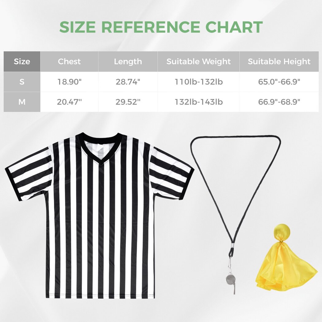 Kids Referee Shirt Costume, Kids Black and White Stripe Ref Costume, Sports Costume Apparel Halloween Costume kit for Basketball Football Volleyball - image 4 of 6