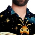 thumbnail image 5 of Starry Bees in the Sky Men's Short Sleeve Hawaiian Print Button Down Beach Shirt, 5 of 6