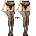 thumbnail image 2 of Jalioing 2 Pack Fishnet Stockings Womens High Waist Trendy Pantyhose Hollow-Out Lace Mesh Tights, 2 of 3