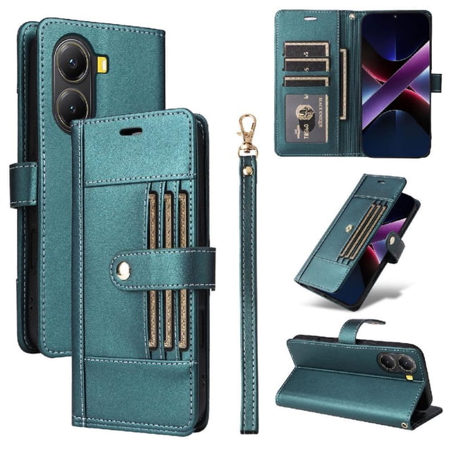 FOXDOCK Funda tipo Cartera para Xiaomi POCO X7 Pro 5G – Cubierta de Cuero PU con Múltiples Ranuras, Bolsillo para Efectivo y Correa de Muñeca