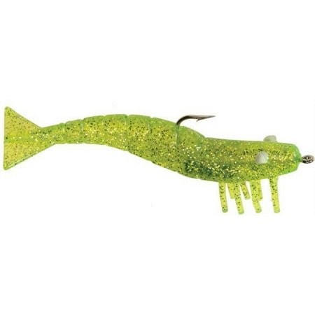 D.O.A. 4 Soft Plastic Shrimp Value Pack Chartreuse & Silver Glitter 3 Count