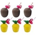 thumbnail image 1 of EeaseMX 6 juegos de vasos de plástico con forma de piña y coco para agua, recuerdo de fiesta (color aleatorio), 1 of 7