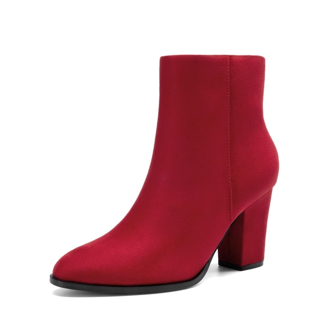 Botas DREAM PAIRS ANITA con Tacón Cuadrado Rojo 7.5 para Mujer