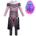 thumbnail image 4 of Disfraz infantil de Descendants 3 para niñas, disfraz de Evie Mal, disfraz de fantasía para Halloween, mono, peluca, conjunto de ropa para fiesta de cumpleaños, 4 of 5