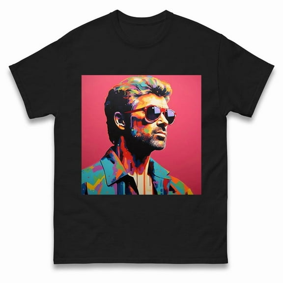 George Michael Painting T Shirt,Black Color,Size XL
