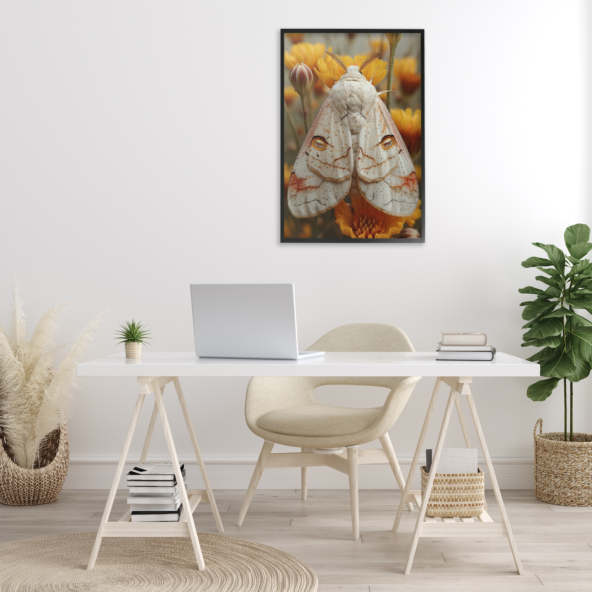 Stupell Industries Delicate Luna Moth Animals & Insects Painting Black Framed Art Print Wall Art, 20 x 30