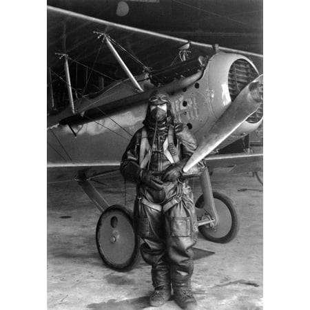Test Pilot Paul King In A Fur Lined Leather Flying Suit And Oxygen Mask  Before Take Off History (24 x 36)