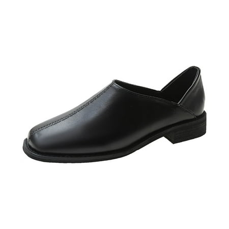 

casual shoes for Women Spring Casual Single Shoes Simple Mouth Women s Shallow Fashion Retro Women s Casual Shoes PU Dress Sandals for Women Black