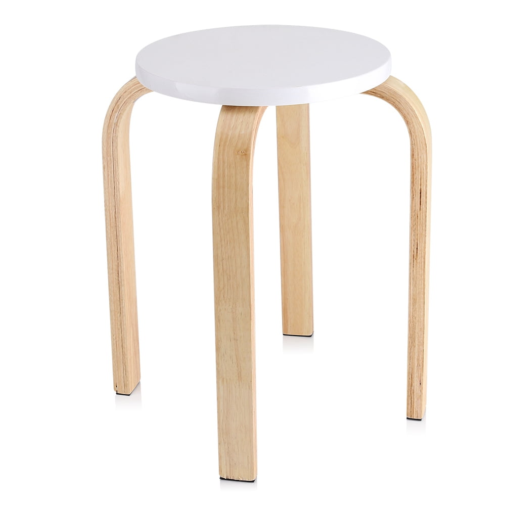 1Pc Anti-Slip Bentwood Stool Candy Color Wooden Stacking Stool Premier Home Furniture Decor for Kids Room Round Stool 40 x 45.5cm White 