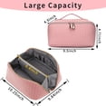 thumbnail image 3 of Large Capacity Travel Cosmetic Bag - Charlore Makeup Bag, PU Leather Waterproof Cosmetic Bag, Women Portable Travel Makeup Bag With Handle and Divider Flat Lay Makeup Organizer Bag, 3 of 8