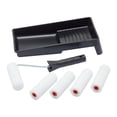thumbnail image 1 of Fit For The Job 7 pc Foam Mini Paint Roller Set for Painting with gloss & Satin, Small Roller and Tray for Painting Wood & Metal, Skirting, Window Sills, Doors, 4 inch Roller Set, Roller and Tray Set, 1 of 1
