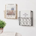 thumbnail image 3 of Metal Wall Mounted Magazine Rack, Newspaper Organizer Metal Wire Black Decorative Shelf File (Gold), 3 of 5