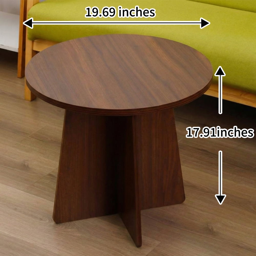BEJOLO Round Coffee Table, Modern Table with Wood Grain Finish, End Table Side Tables for Living Room (Walnut)