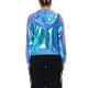 thumbnail image 3 of CHAQUETA METÁLICA BRILLANTE CON CAPUCHA Y CREMALLERA PARA MUJERES INSPIRE CHIC, LARGA Y DE MANGA LARGA, TAMAÑO S AZUL, 3 of 5