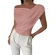 thumbnail image 1 of Top Corto de Verano con Hombros Descubiertos para Mujer, , Sin Mangas, con un Solo Hombro Fruncido, Estilo Y2K, para Salir Rosa S, 1 of 7