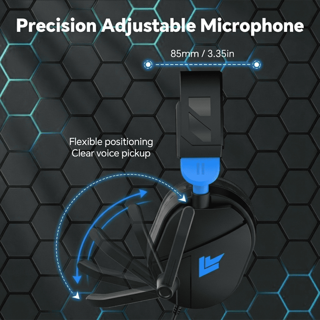 Gaming Headsets with Noise Cancelling Microphone, Xbox One & PS5 PS4 Headphones, High-Quality Stereo Sound, LED Light, Soft Memory Earmuffs for Ultimate Comfort, Wired Over-Ear Headset for PC, Laptop