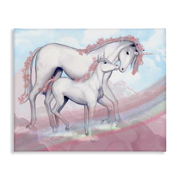Stupell Industries Contemporary Unicorn Family Pink Rainbow Fantasy Animal Kids Design Canvas Art, 40 x 30, by Ziwei Li
