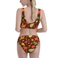 thumbnail image 3 of Daiia Autumn Leaves printed 2 piece Swimsuit Bikinis for Women High Waisted Racerback Bathing Suits Summer Tummy Control Scoop Neck Swimwear-Large, 3 of 8