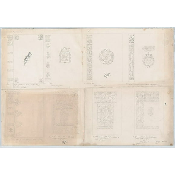 Cover Designs for an edition of Tennysons Poems published by Thomas Y. Crowell Poster Print by Bertram Goodhue (American Pomfret Connecticut 1869 �1924 New York) (18 x 24)