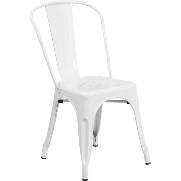 Flash Furniture Metal Indoor-Outdoor Stackable Chair - White