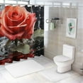 thumbnail image 7 of Creowell Red Water Rose Floral Shower Curtain for Bathroom,Valentine's Shower Curtain,Waterproof Fabric Flowers Plants Bathroom Decor with Hooks 69x72, 7 of 7