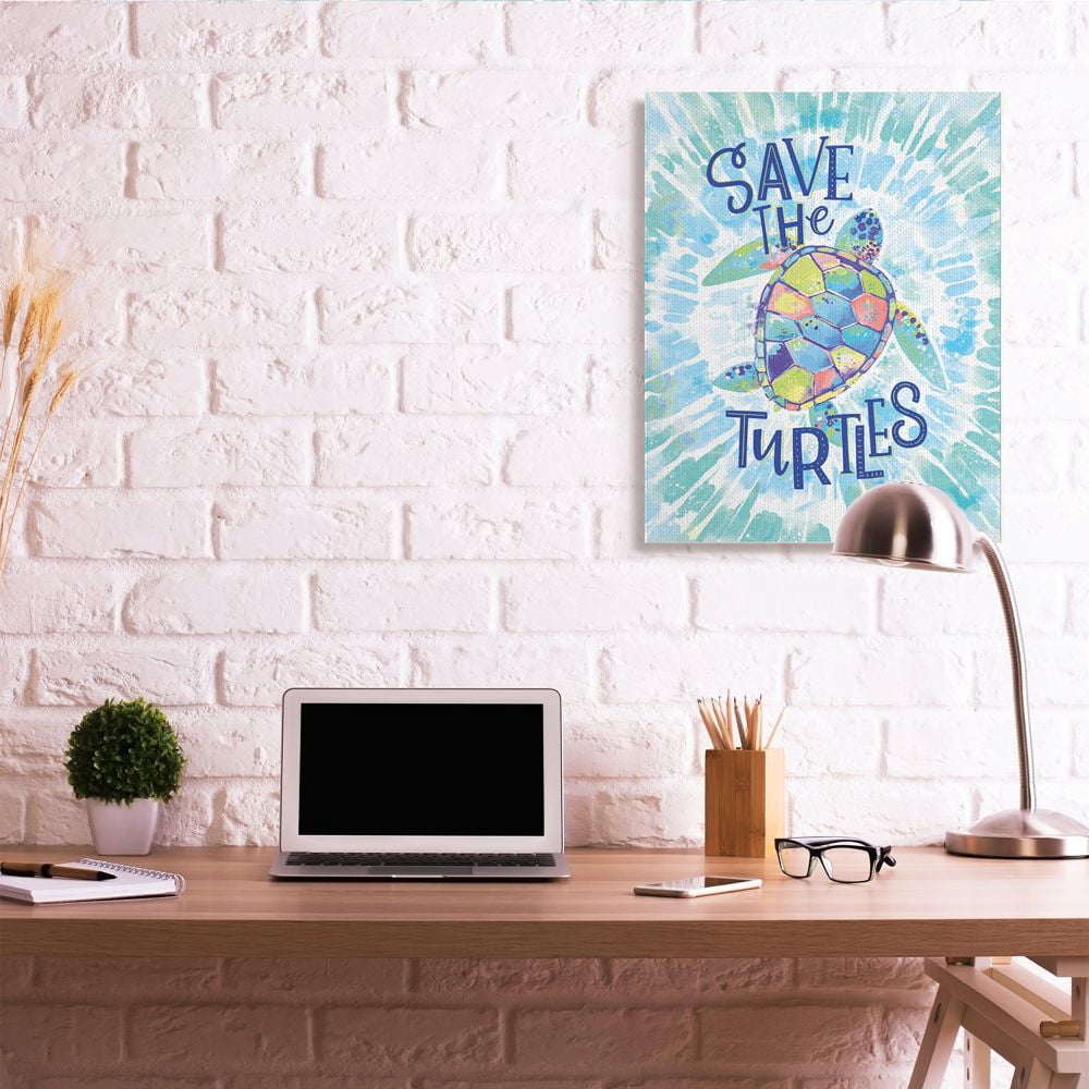 Stupell Industries Save the Turtles Phrase over Blue Tie Dye Designed by Loni Harris
