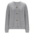 thumbnail image 4 of Aueoeo Women'S Knitted Cardigan Open Front Long Sleeve V Neck Sweaters Button -Down Loose Sweaters Spring/ Fall Outwear Coats Gray S, 4 of 7