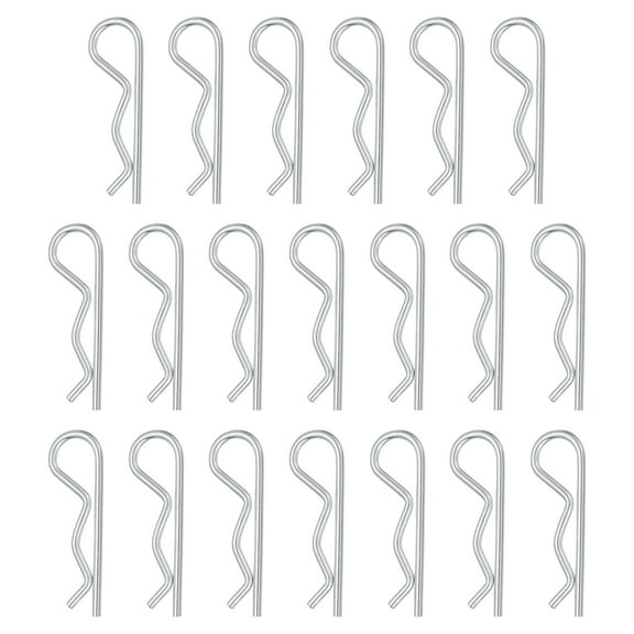 Uxcell 20 Pcs Hitch Pin Clip, 2.5mm x 50mm R Clips Carbon Steel Retaining Wire Hair Pins Cotter Pin Assortment Kit Clips for Trailer Tractors Mower Carts Truck Pin Clip, Silver
